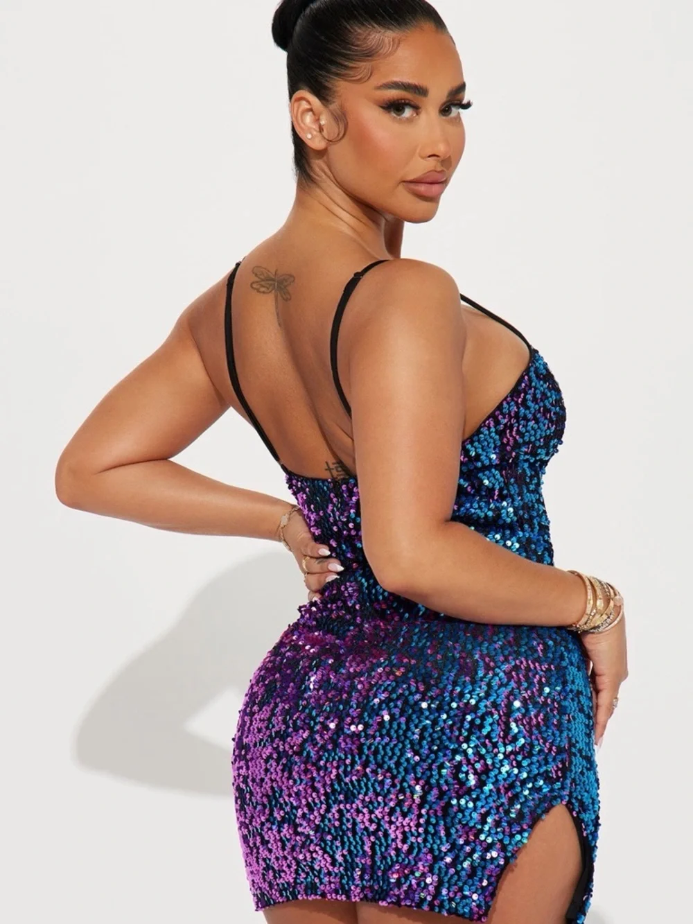 Bright Light Sequin Mini Dress - Purple/ combo - Picture 2 of 9